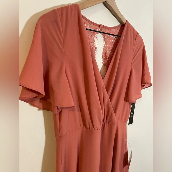 NWT Longing for You Rose Lace Short Flutter Sleeve Maxi Dress Size Medium - Picture 2 of 11
